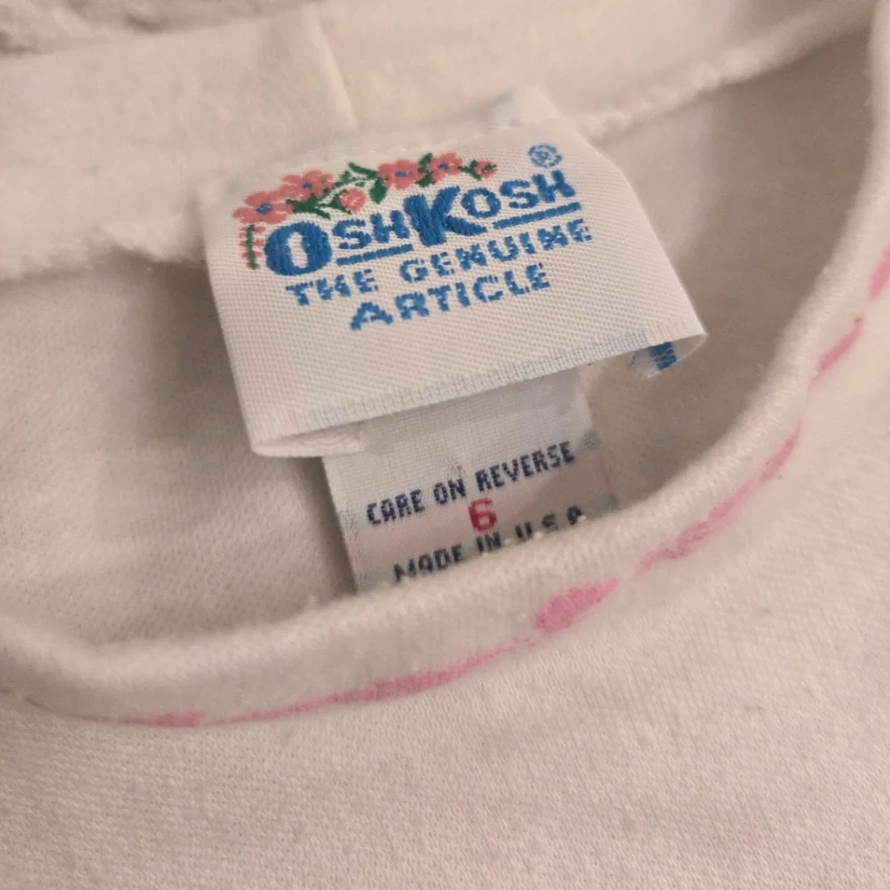 Vintage 1990s OshKosh B'Gosh white short puff sleeved cotton blouse